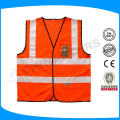 unisex customized orange-red reflective vest with reflective tape